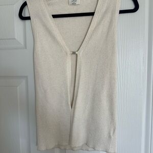 Wilfred White Ribbed Sleeveless Top